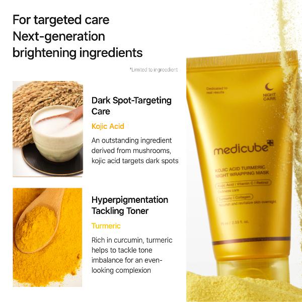 Medicube Kojic Acid Turmeric Night Wrapping Mask & Mask Brush